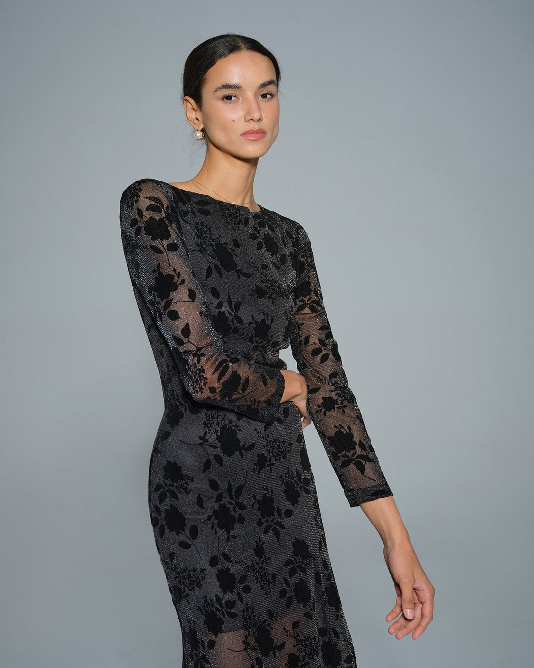 Morgan and Brooke | Floral Maxi Dress for Women in Black
