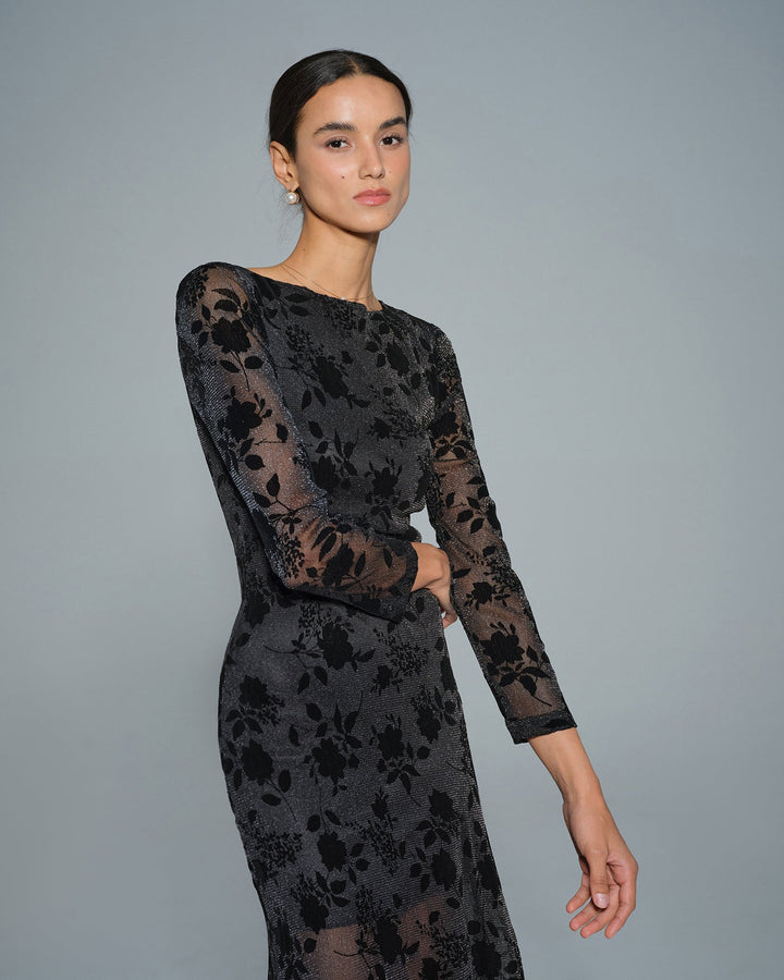 Morgan and Brooke | Floral Maxi Dress for Women in Black
