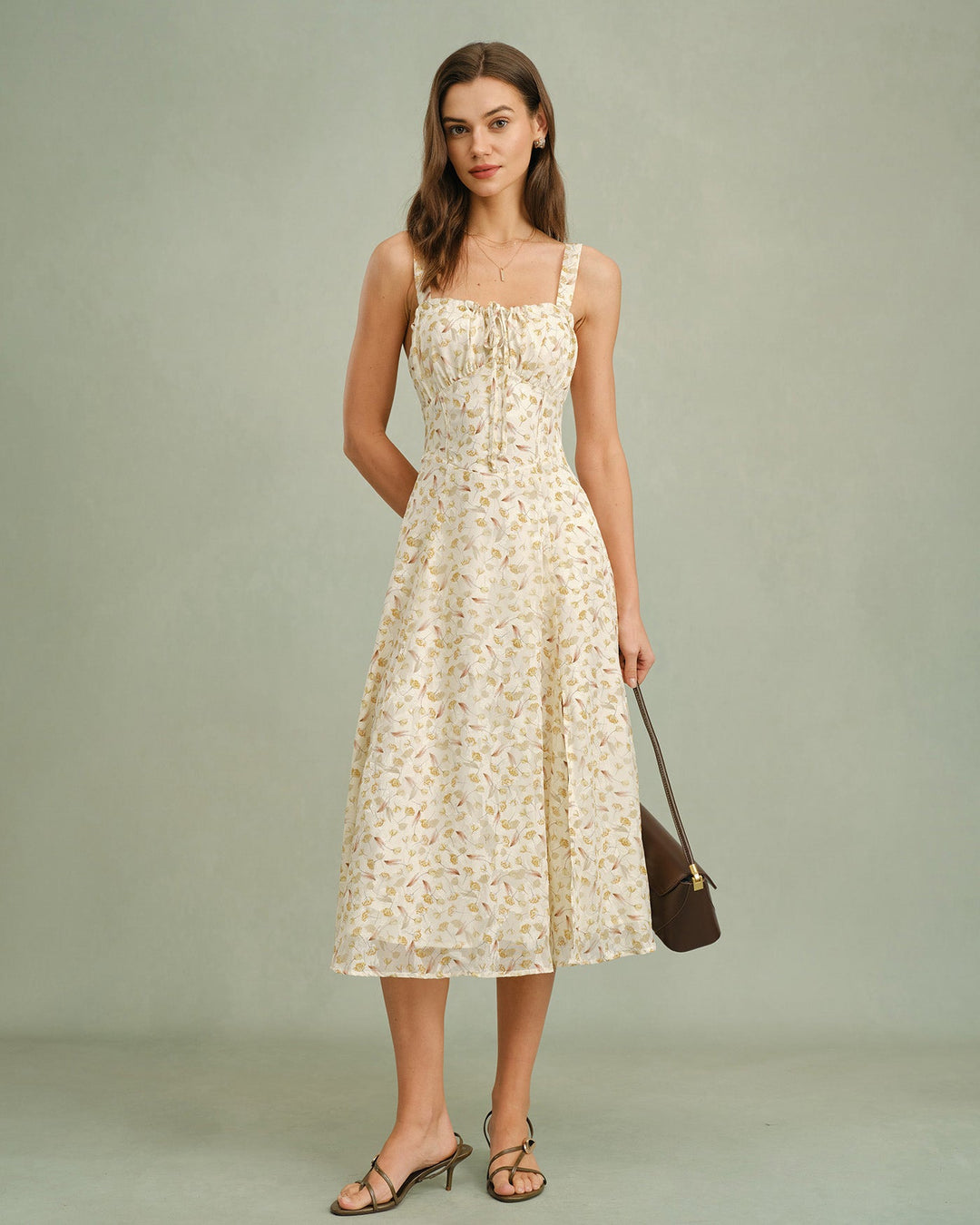 Morgan and Brooke | Floral Zipper Slip Midi Dress