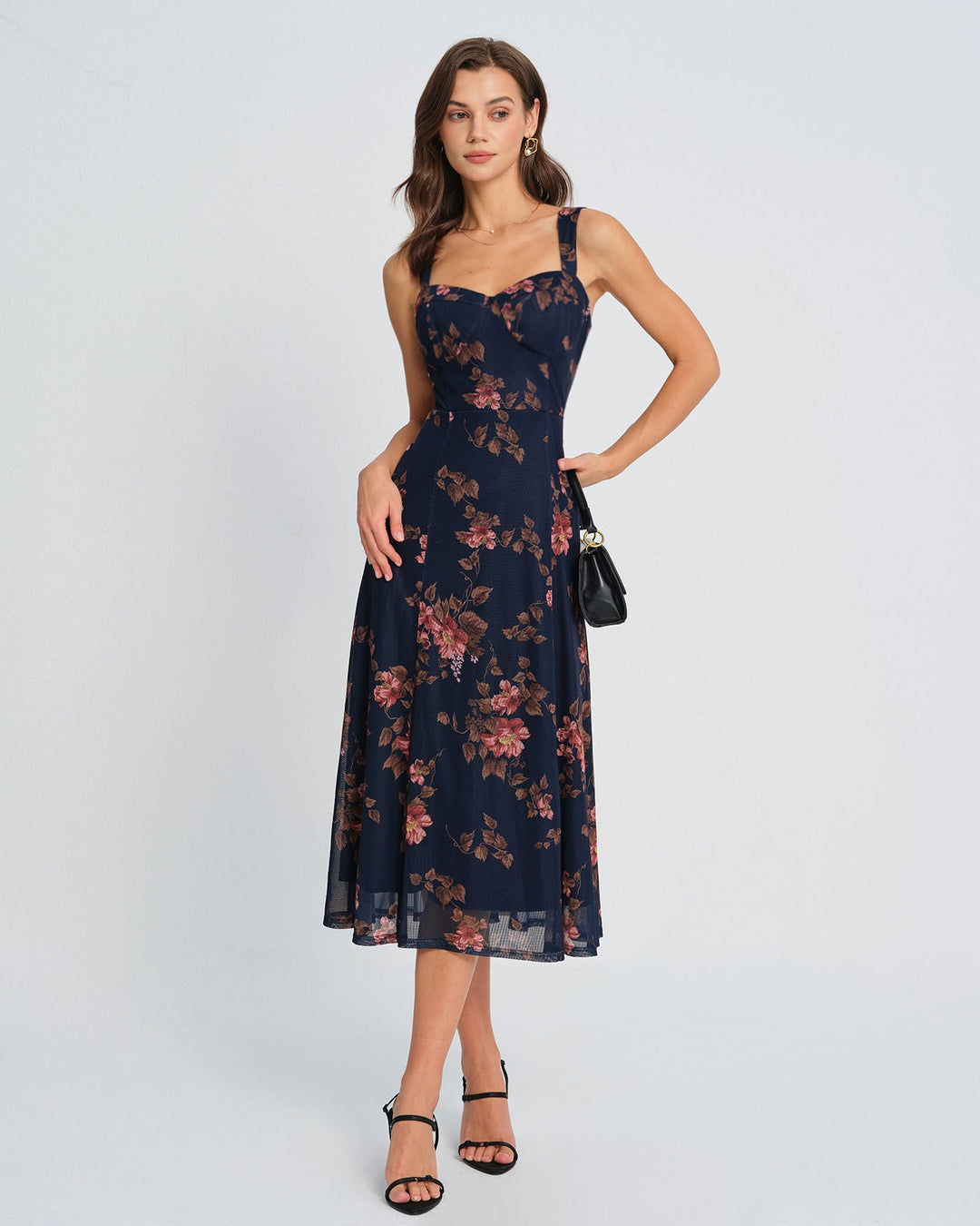 Morgan and Brooke | Floral Slip Midi Dress in Blue