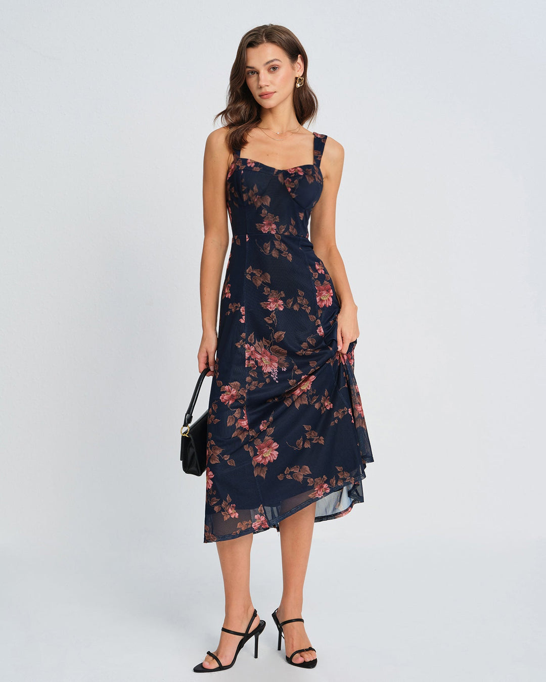 Morgan and Brooke | Floral Slip Midi Dress in Blue