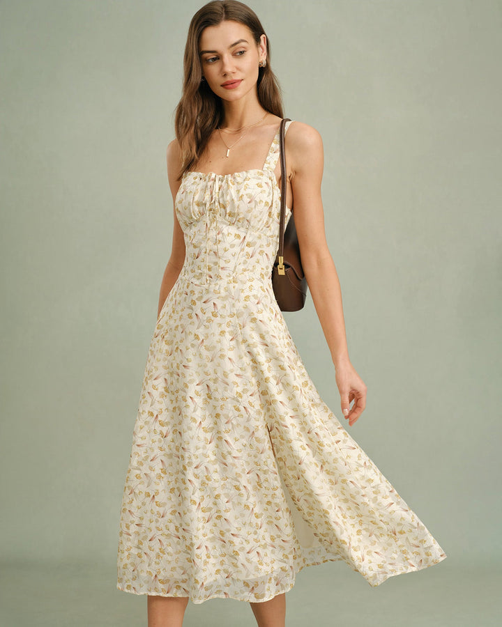 Morgan and Brooke | Floral Zipper Slip Midi Dress