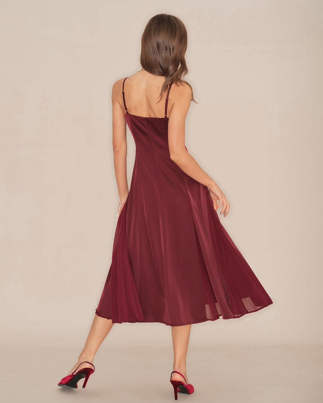 Morgan and Brooke | Wine Red A-Line Midi Dress