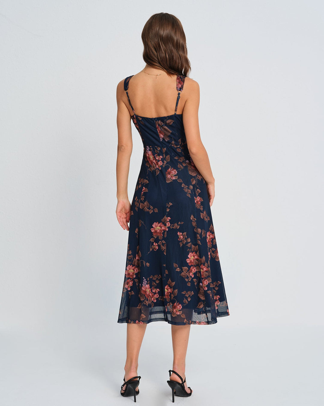 Morgan and Brooke | Floral Slip Midi Dress in Blue