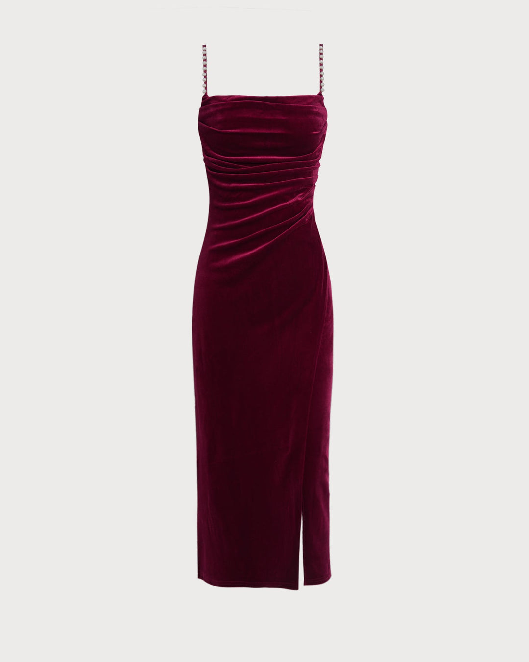 Morgan and Brooke | Wine Red Sleeveless Velour Midi Dress