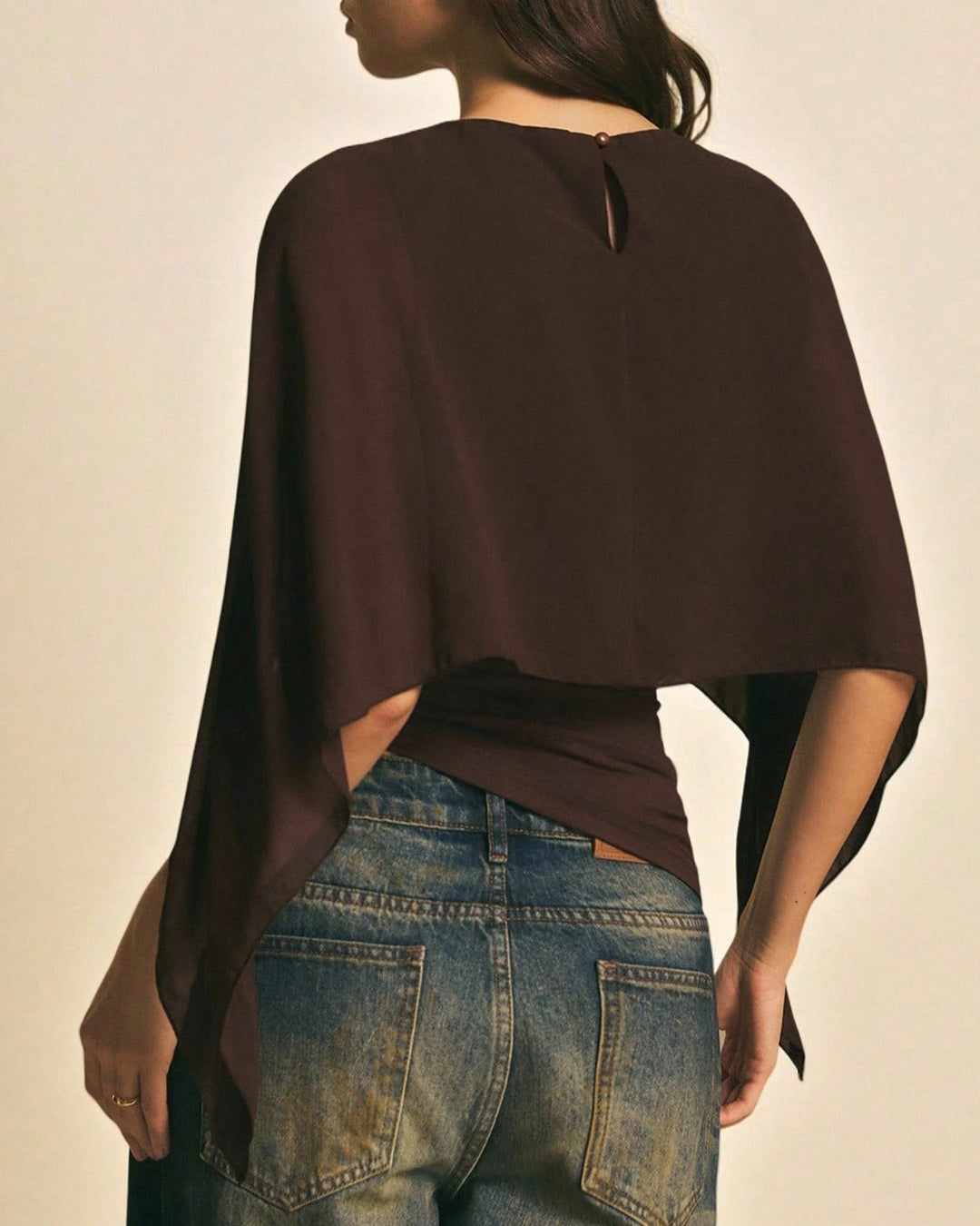 Morgan and Brooke | Cape Sleeve Tee for Women in Coffee Color