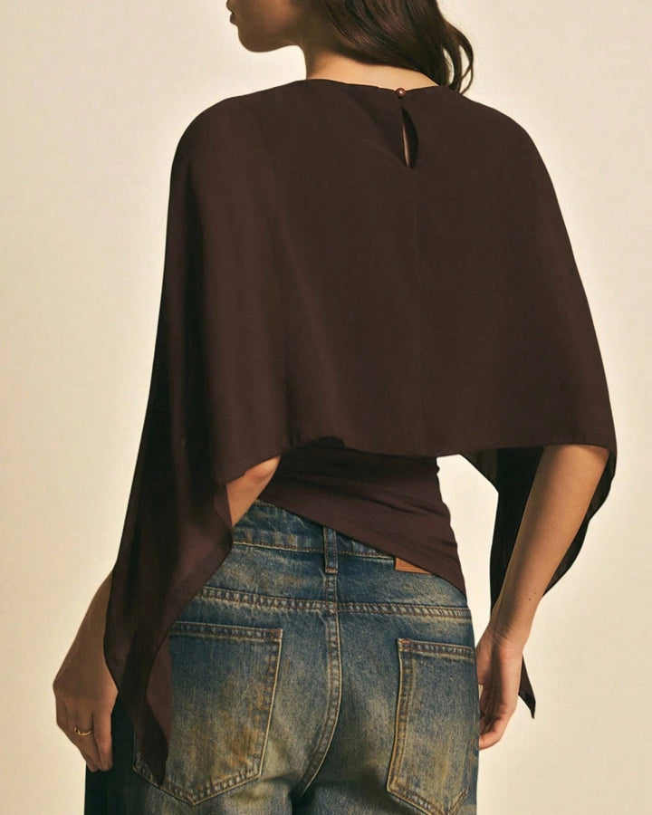 Morgan and Brooke | Cape Sleeve Tee for Women in Coffee Color