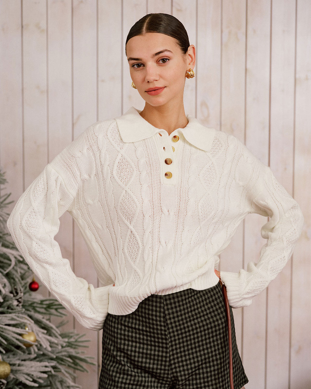 Morgan and Brooke | Beige Drop Shoulder Sweater