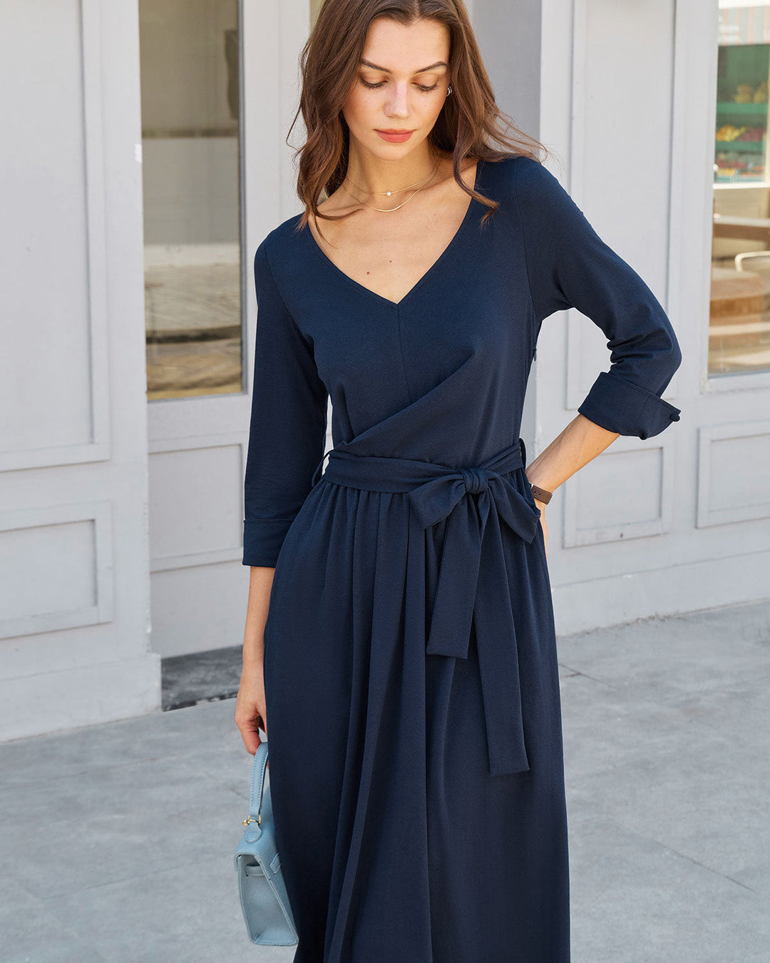 Morgan and Brooke | Navy Ruched Maxi Dress