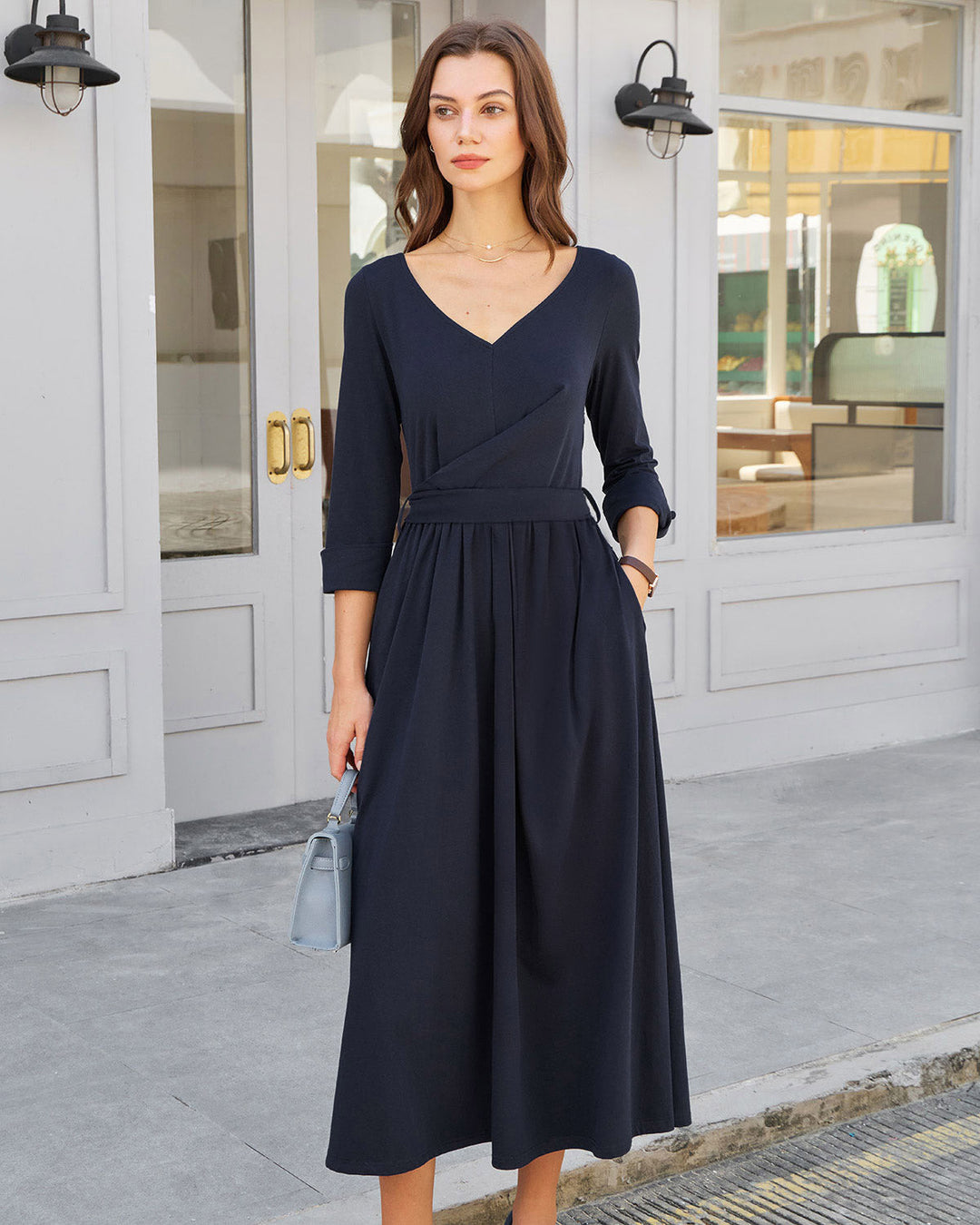 Morgan and Brooke | Navy Ruched Maxi Dress