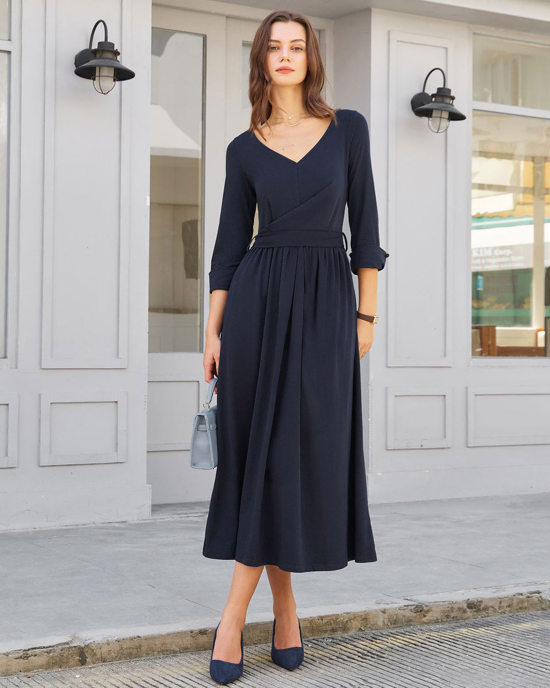 Morgan and Brooke | Navy Ruched Maxi Dress