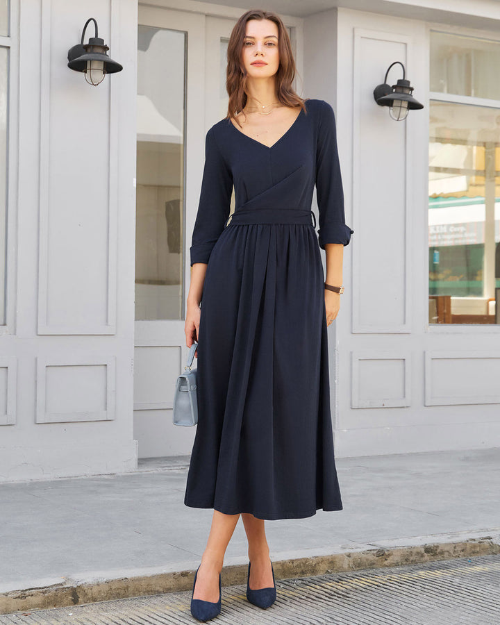 Morgan and Brooke | Navy Ruched Maxi Dress