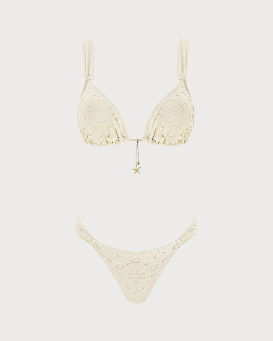 Morgan and Brooke | Drawstring Triangle Bikini Set for Women in Off White