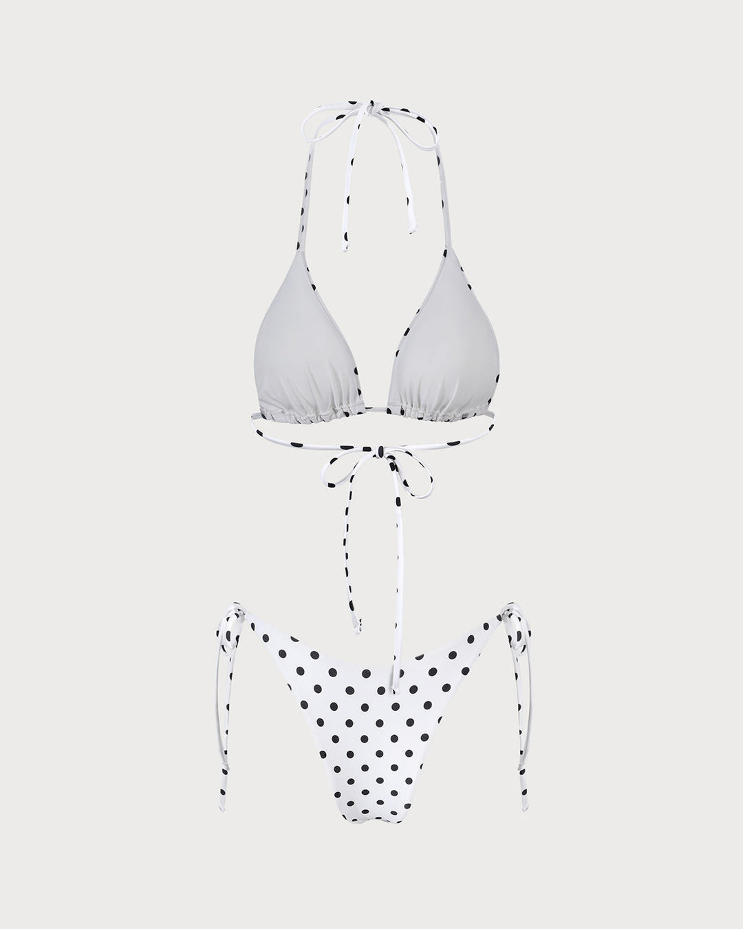 Morgan and Brooke | Halter Polka Dot Triangle Bikini Set, White