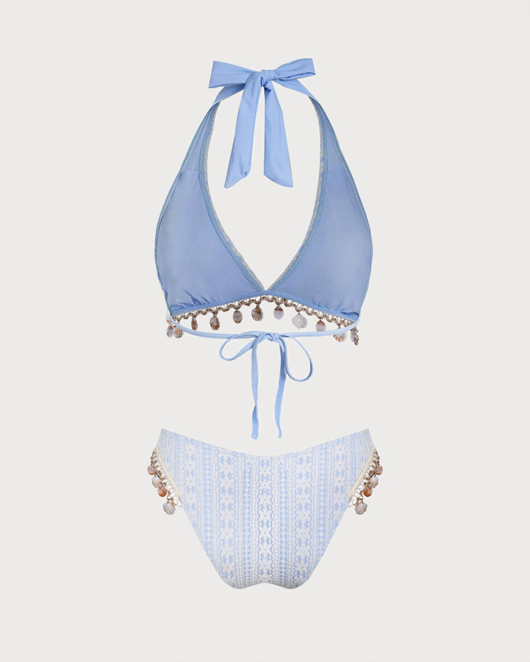 Morgan and Brooke | Floral Halter Triangle Bikini Set, Women's, Blue