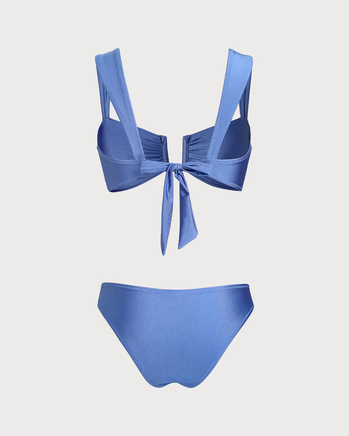 Morgan and Brooke | High Stretch Bikini Set for Women in Blue Triangle Design