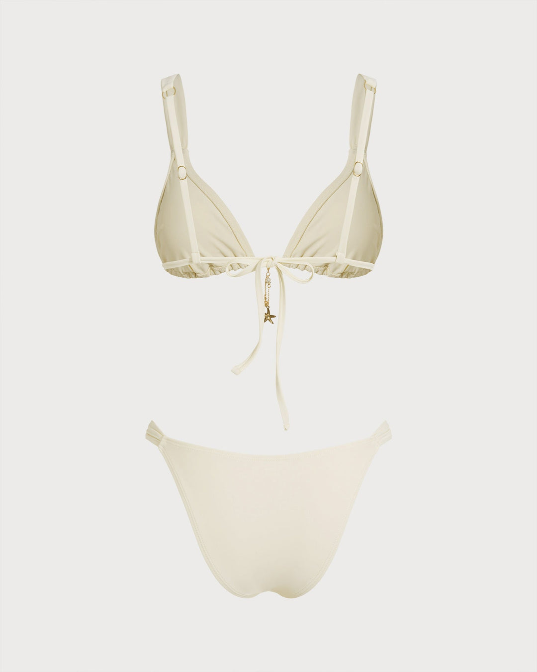 Morgan and Brooke | Drawstring Triangle Bikini Set for Women in Off White