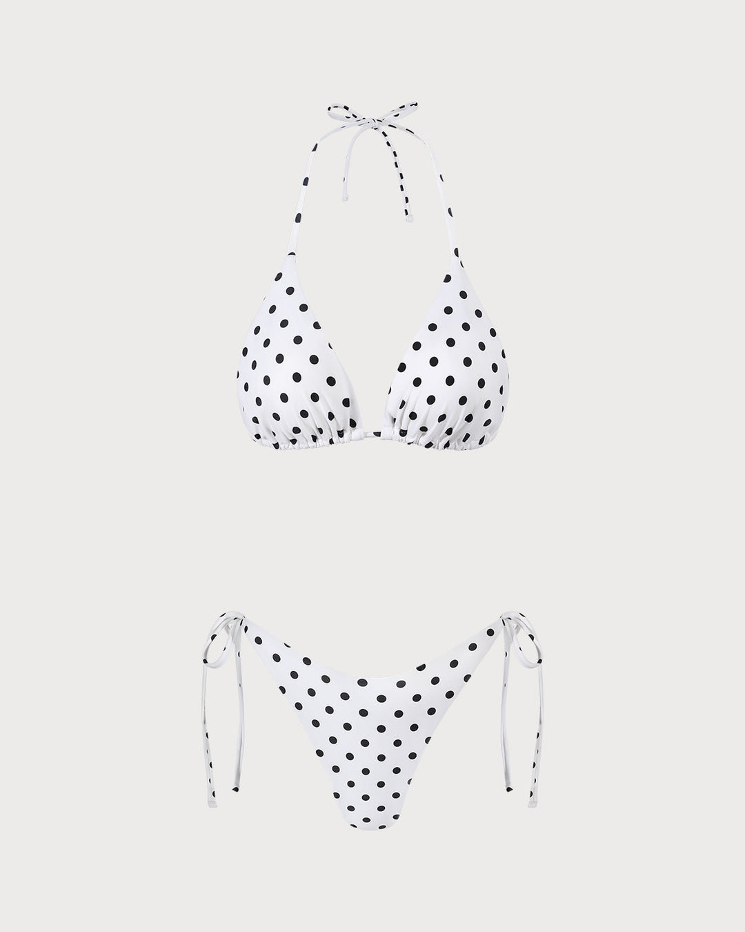Morgan and Brooke | Halter Polka Dot Triangle Bikini Set, White