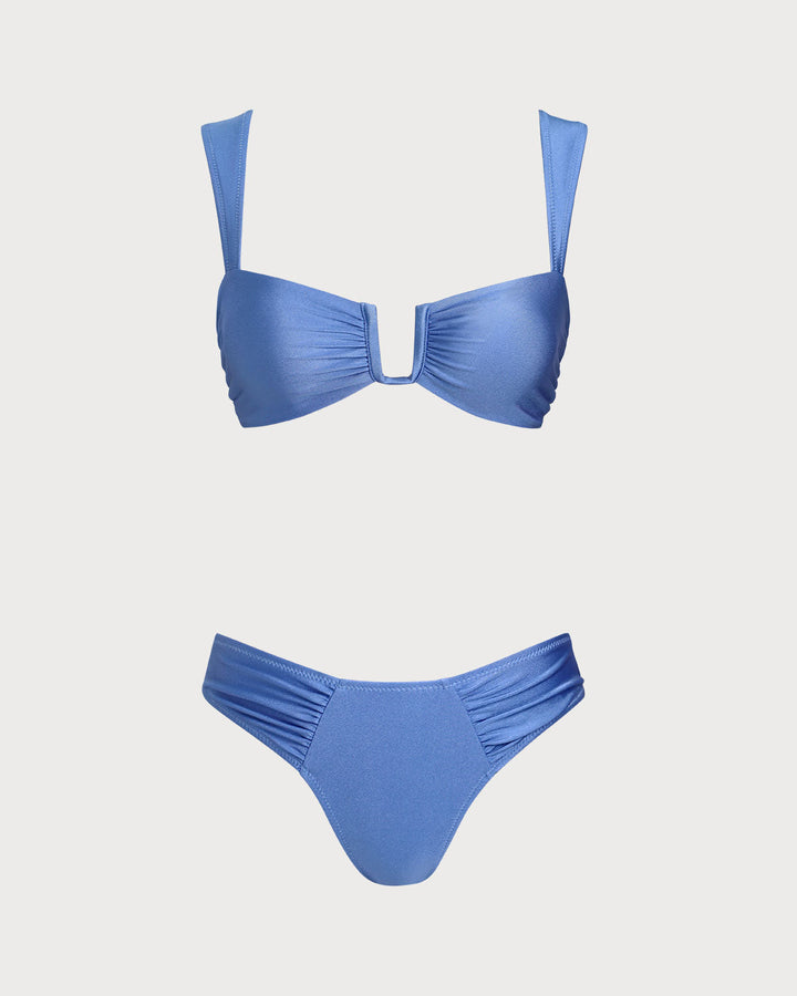Morgan and Brooke | High Stretch Bikini Set for Women in Blue Triangle Design