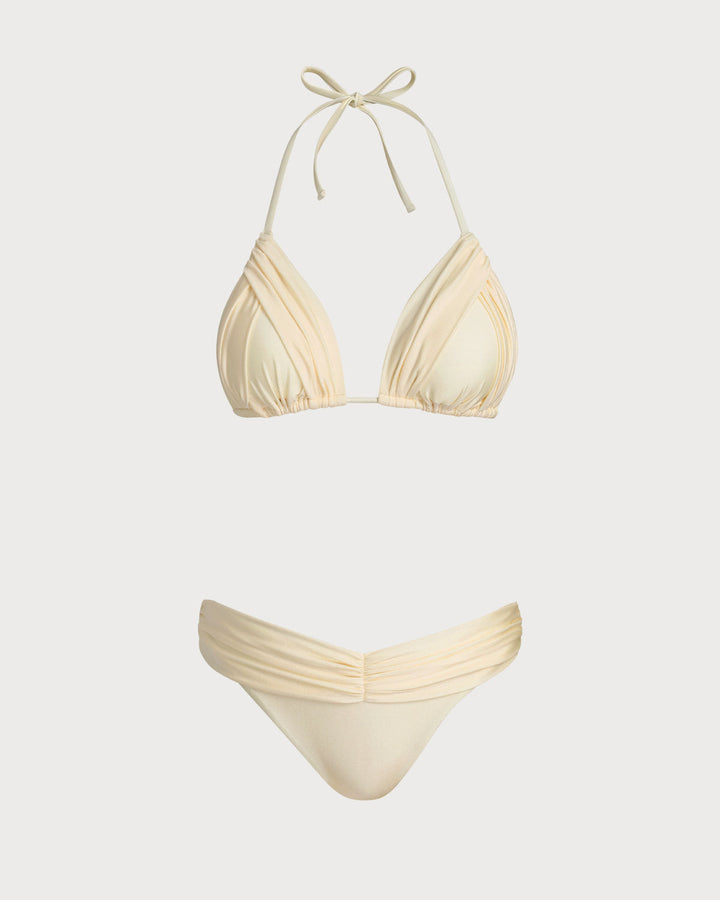 Morgan and Brooke | Yellow Ruched Halter Bikini