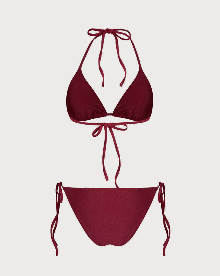 Morgan and Brooke | Triangle Drawstring Bikini Set for Women in Red