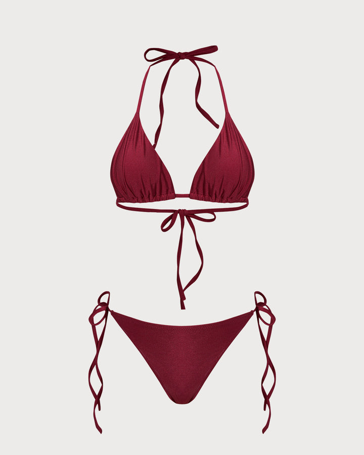 Morgan and Brooke | Triangle Drawstring Bikini Set for Women in Red