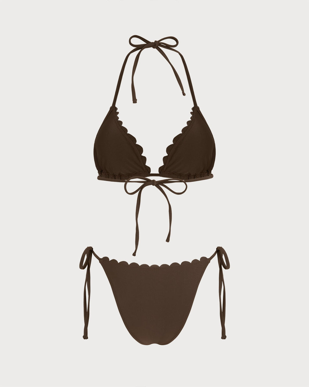Morgan and Brooke | Halter Embroidery Bikini Set for Women in Coffee