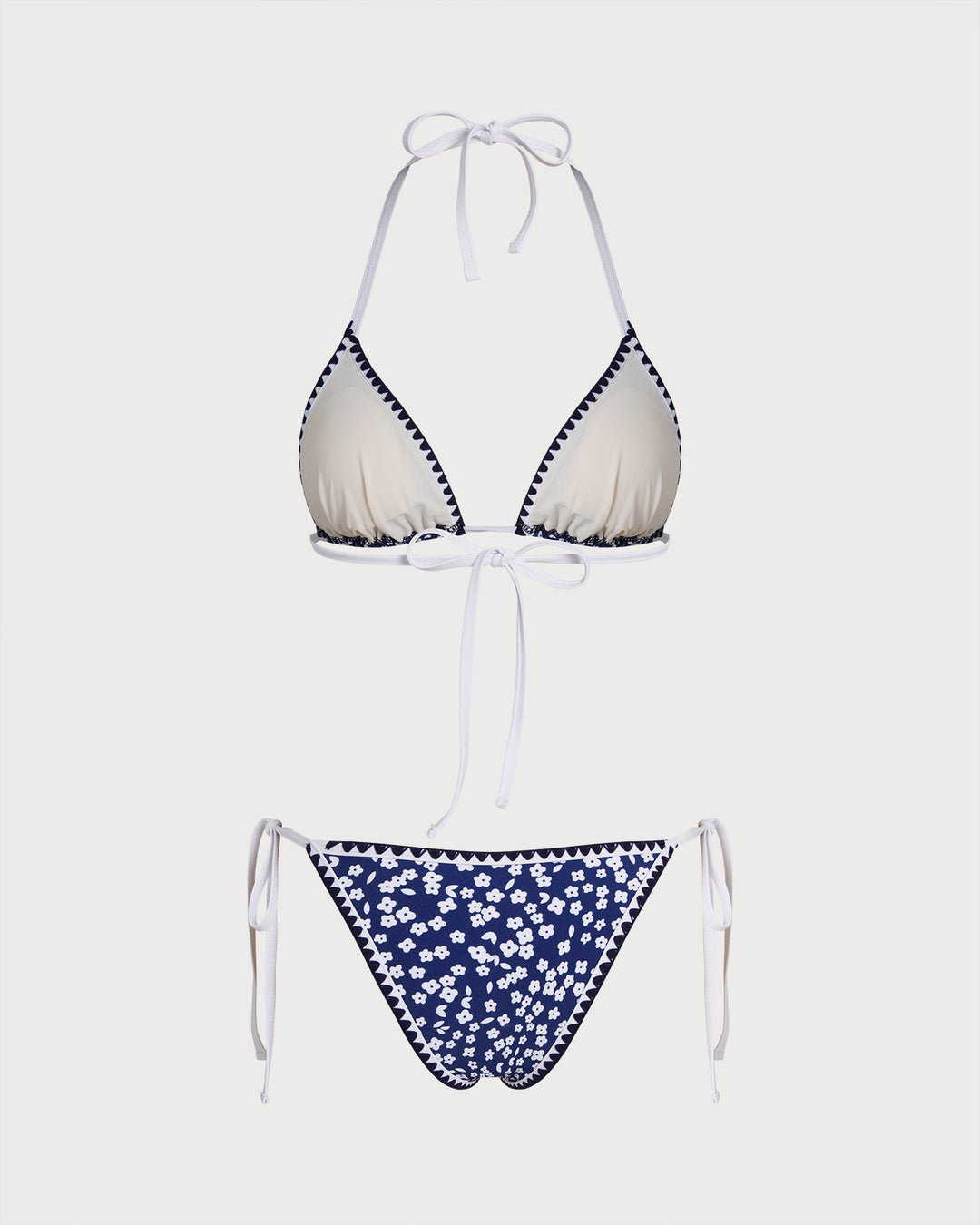 Morgan and Brooke | Floral Triangle Bikini Set for Women in Blue
