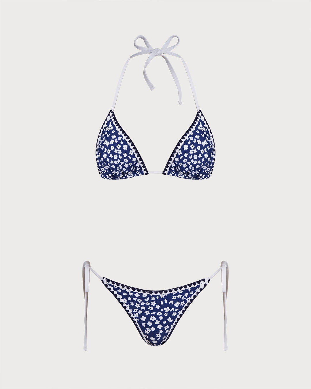 Morgan and Brooke | Floral Triangle Bikini Set for Women in Blue