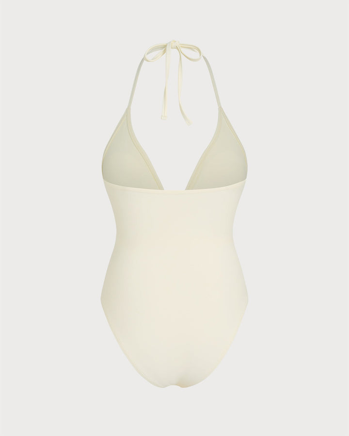 Morgan and Brooke | Halter Bralette One Piece Swimsuit, Off White