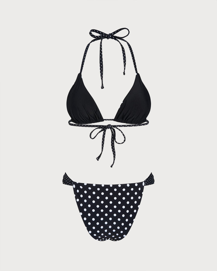 Morgan and Brooke | Reversible Bikini Set for Women in Black Polka Dot