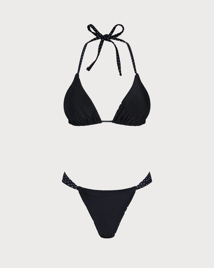 Morgan and Brooke | Reversible Bikini Set for Women in Black Polka Dot