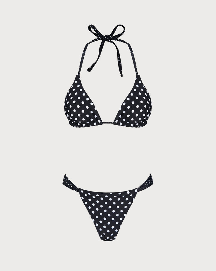 Morgan and Brooke | Reversible Bikini Set for Women in Black Polka Dot