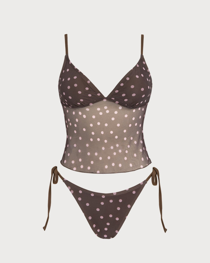 Morgan and Brooke | V Neck Polka Dot Tankini Set for Women