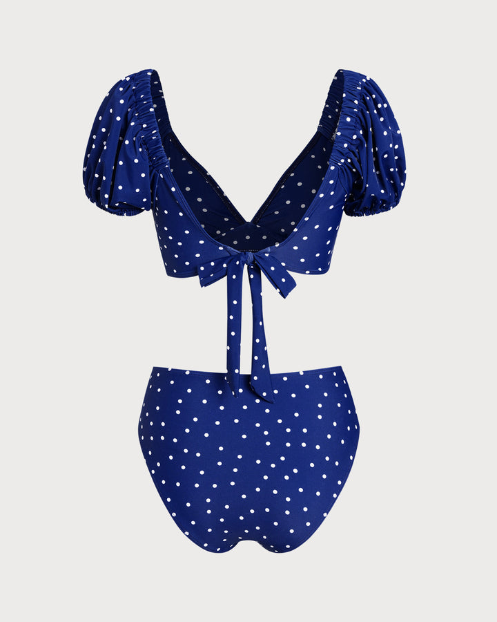 Morgan and Brooke | Polka Dot Bikini Set for Women in Royal Blue