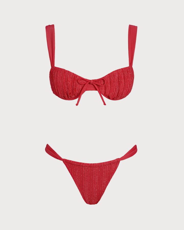 Morgan and Brooke | Underwire Bikini Set for Women in Red Sequins