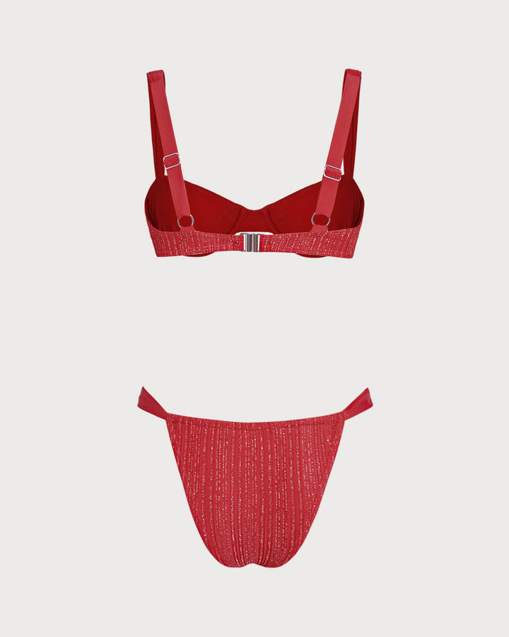 Morgan and Brooke | Underwire Bikini Set for Women in Red Sequins