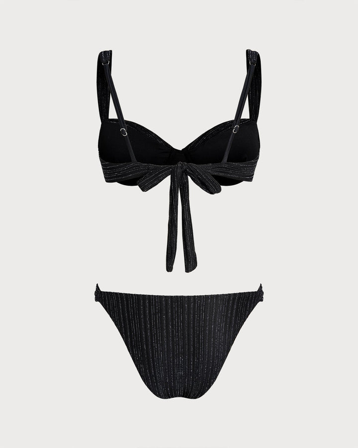 Morgan and Brooke | Underwire Bikini Set for Women in Black Sequins
