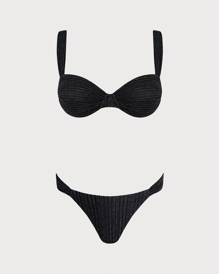 Morgan and Brooke | Underwire Bikini Set for Women in Black Sequins
