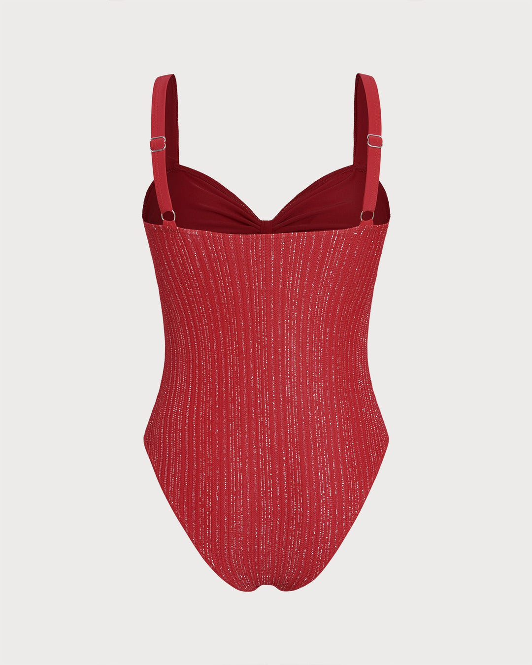Morgan and Brooke | V Neck Bralette One Piece Swimwear, Red