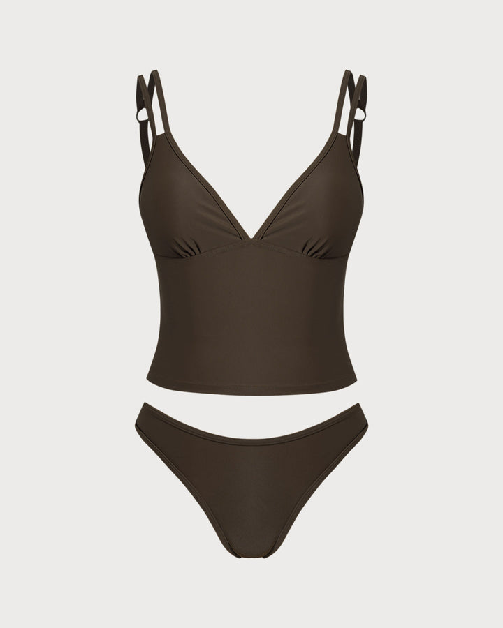 Morgan and Brooke | High Stretch Tankini Set for Women in Coffee