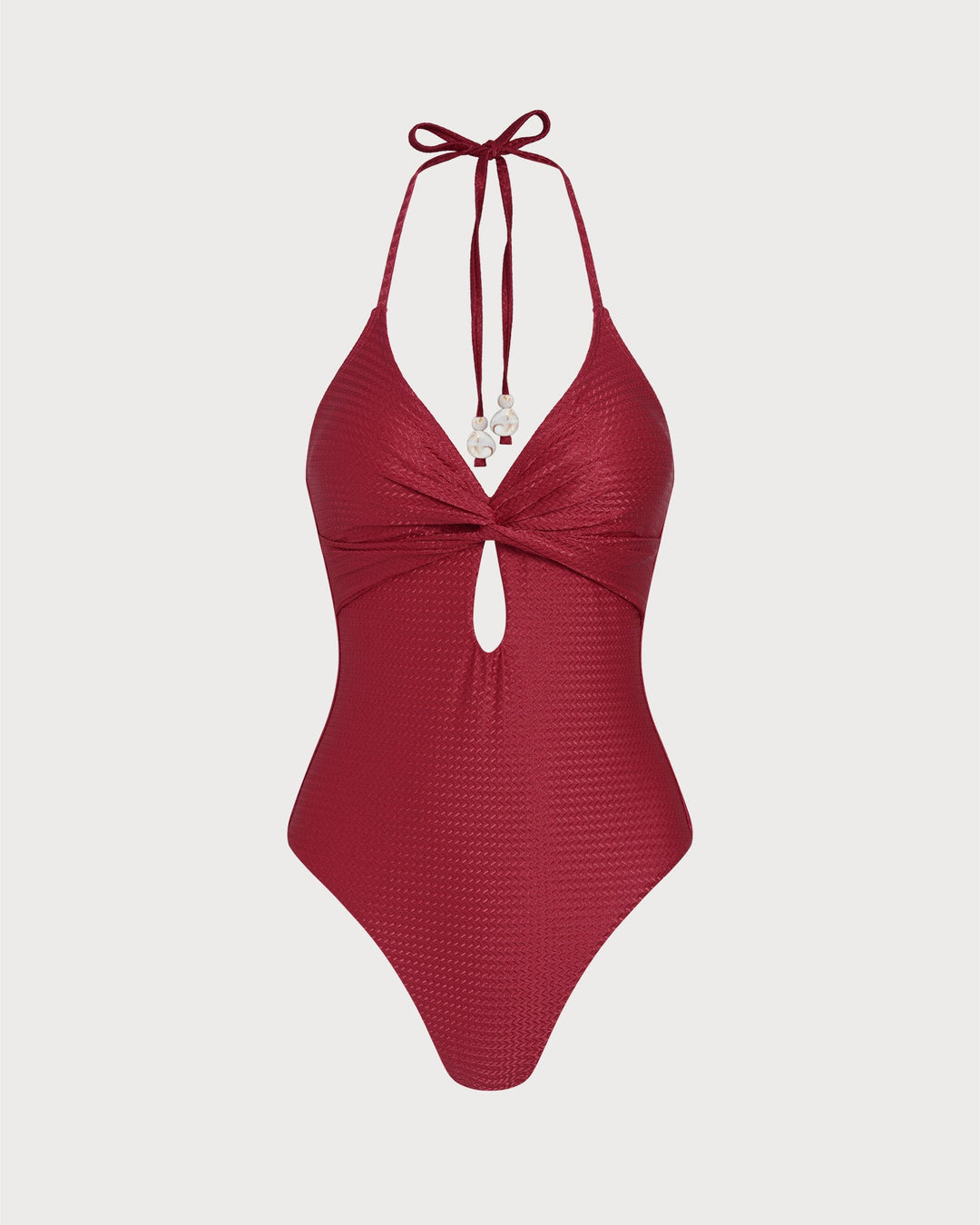 Morgan and Brooke | Halter Bralette One Piece Swimwear, Red