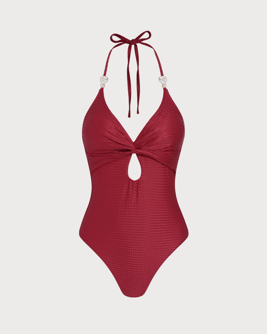 Morgan and Brooke | Halter Bralette One Piece Swimwear, Red