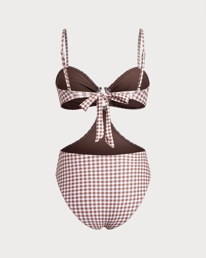 Morgan and Brooke | Plaid One Piece Swimwear for Women in Coffee