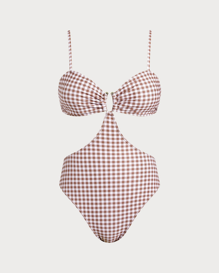Morgan and Brooke | Plaid One Piece Swimwear for Women in Coffee