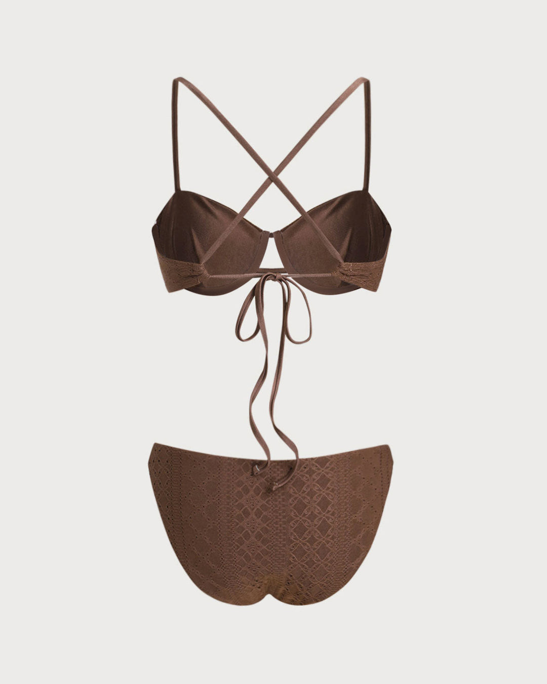 Morgan and Brooke | Textured Underwire Bikini Set for Women in Brown