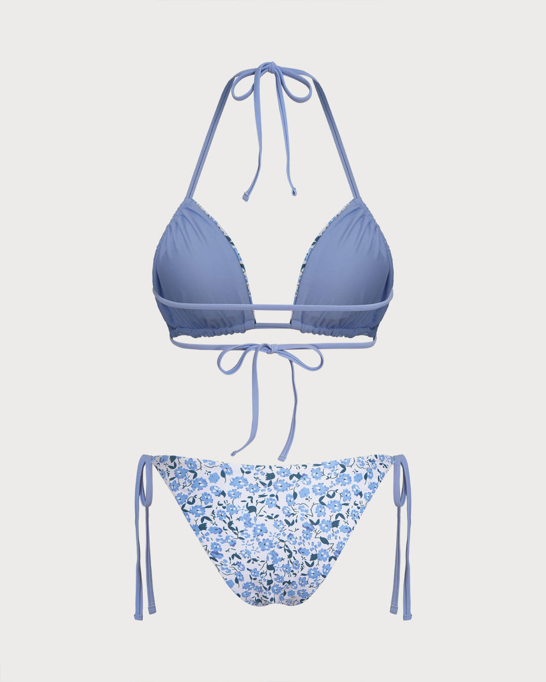 Morgan and Brooke | Floral Triangle Bikini Set for Women in Blue