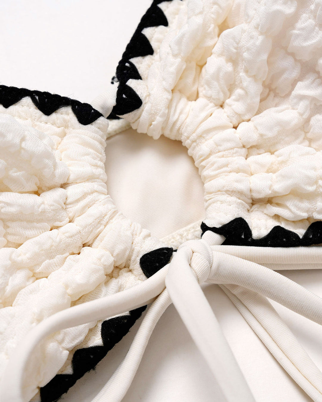 Morgan and Brooke | Bandeau Bikini Set for Women in White with Contrasting Details