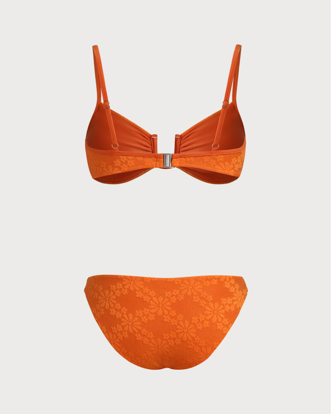 Morgan and Brooke | Jacquard Bralette Bikini Set for Women in Orange