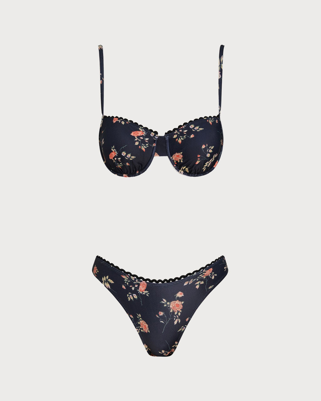 Morgan and Brooke | Floral Underwire Bikini Set for Women in Navy